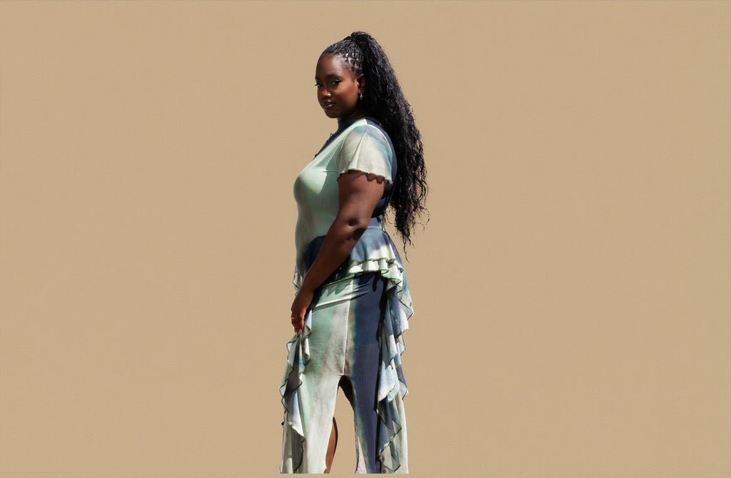 Amira Green-Mesh Dress